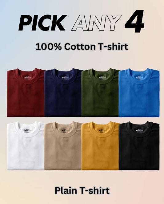 Pick Any 4 - Plain Round Neck T-shirt Combo