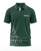 Green men's polo t-shirt with Sukhoi fighter jet graphic and SU-30 MKI text on chest