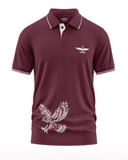 Maroon men's polo t-shirt with white trim, eagle graphic and 'Army Wings' logo on chest.