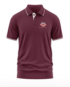 Maroon men's polo t-shirt with NSG Black Cats logo, short sleeves, army-inspired design
