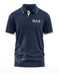 Men's navy blue polo t-shirt with SAS Special Air Service logo and sword wing graphic