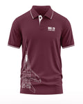 Maroon men's polo t-shirt with MIG-29 Galwan Border text and aircraft graphic print