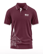 Maroon men's polo t-shirt with MIG-29 Galwan Border text and aircraft graphic print