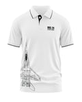 White polo t-shirt for men with MIG-29 Galwan Border text and jet graphic print