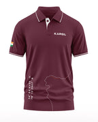 Maroon men's polo T-shirt with 'KARGIL' text, map outline, and Indian flag on sleeve