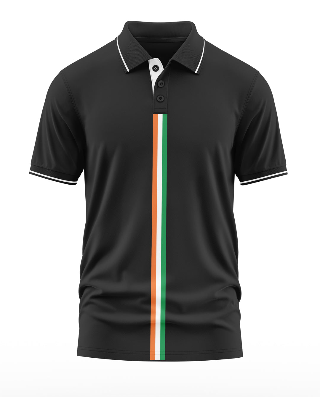 Vertical India Flag Polo Collar T-Shirt