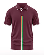 Vertical India Flag Polo Collar T-Shirt