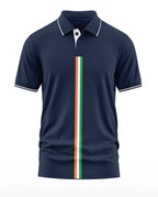 Vertical India Flag Polo Collar T-Shirt
