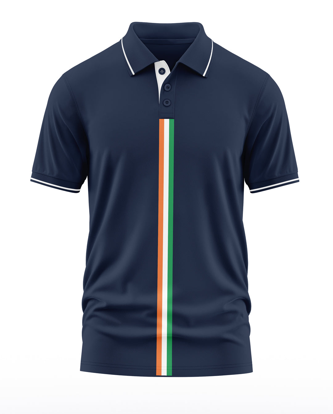 Vertical India Flag Polo Collar T-Shirt