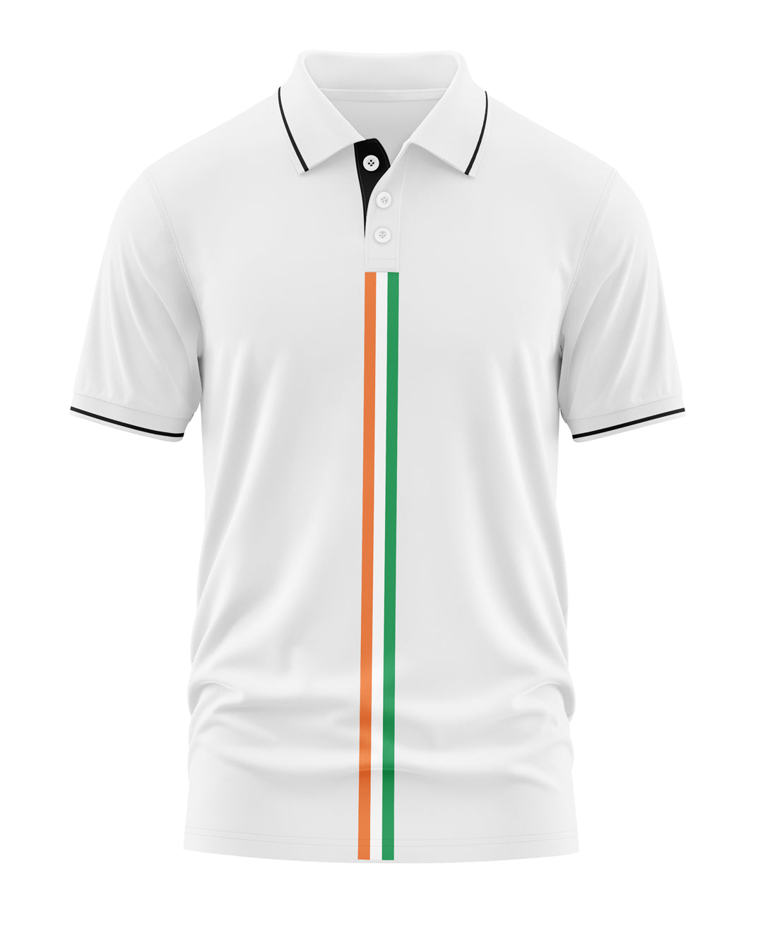 Vertical India Flag Polo Collar T-Shirt