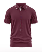 Maroon men's polo t-shirt with tricolor stripe and 'ARMY' text on front, short sleeves