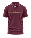 Maroon men's polo t-shirt with Kargil 1999 print and Indian flag emblem on the sleeve