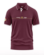 Maroon men's polo t-shirt with Kargil 1999 print and Indian flag emblem on the sleeve