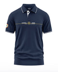 Navy blue men's polo t-shirt with 'Kargil 1999' text and Indian flag patch on sleeve