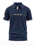 Navy blue men's polo t-shirt with 'Kargil 1999' text and Indian flag patch on sleeve