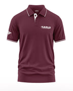 Maroon men's polo t-shirt with white trim and Garud Commando Force logo on chest