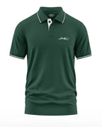 Men's dark green polo t-shirt with white trim and 'Limited Edition' chest text
