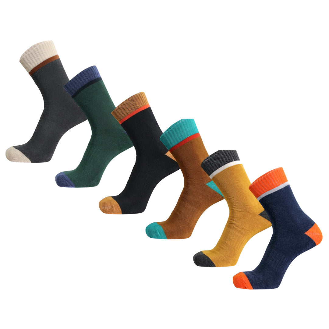 6-Pair Mid Calf Socks Combo - COTTON - UNISEX