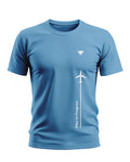 Blue men's t-shirt with airplane graphic and 'Pilot in Progress' text, aviation design