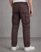 Brown Solid Cargo Pants For Men