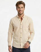 Full-Sleeve Breeze Linen Shirt in Sand Beige