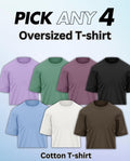 Pick Any 4 - Oversize Plain Round Neck Cotton T-shirt Combo