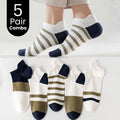 5-Pair Stylish Low-Cut Athletic Socks Combo